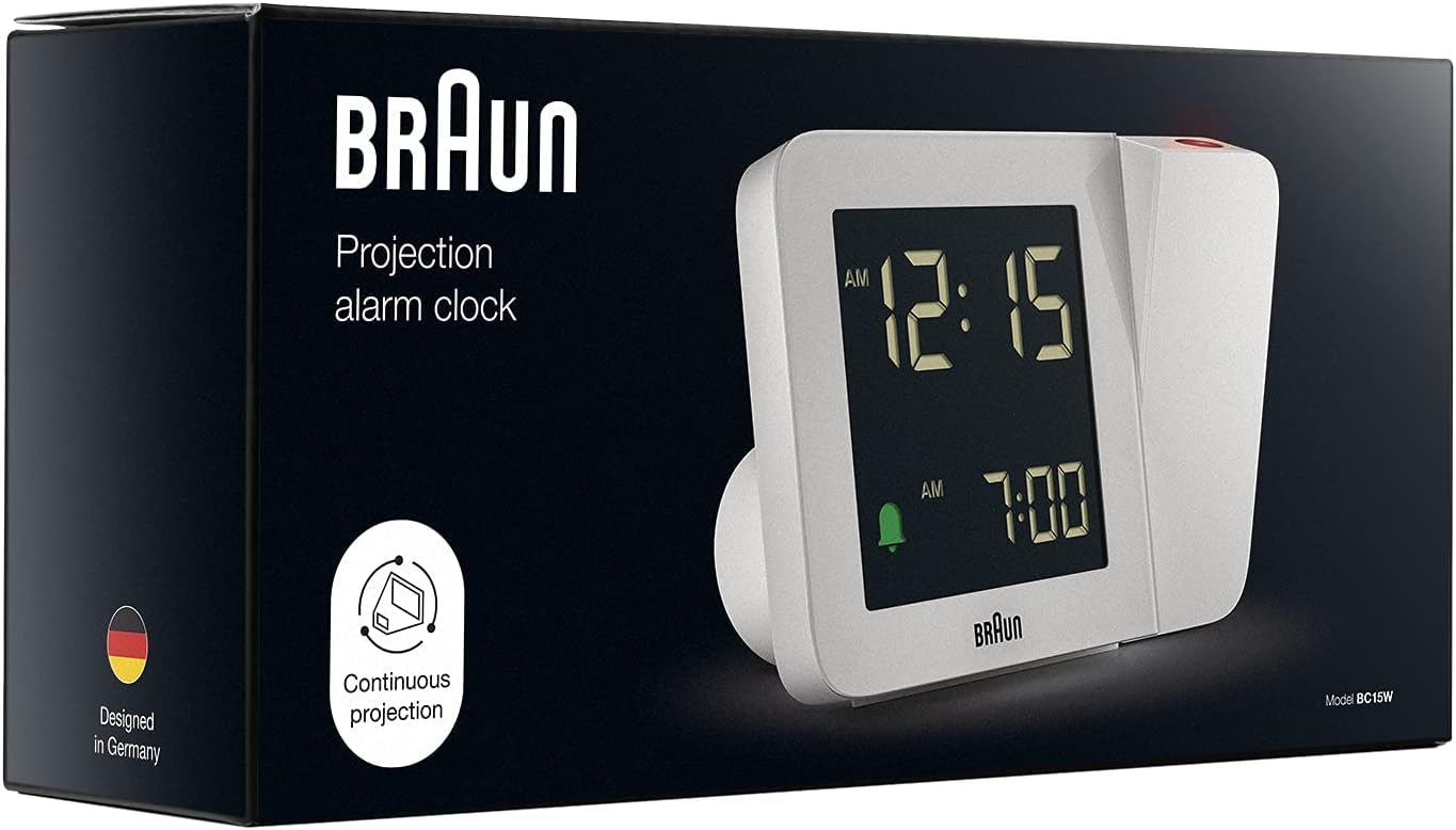 Braun Digital Projection Alarm Clock with 4 Backlight Options and Negative LCD Display