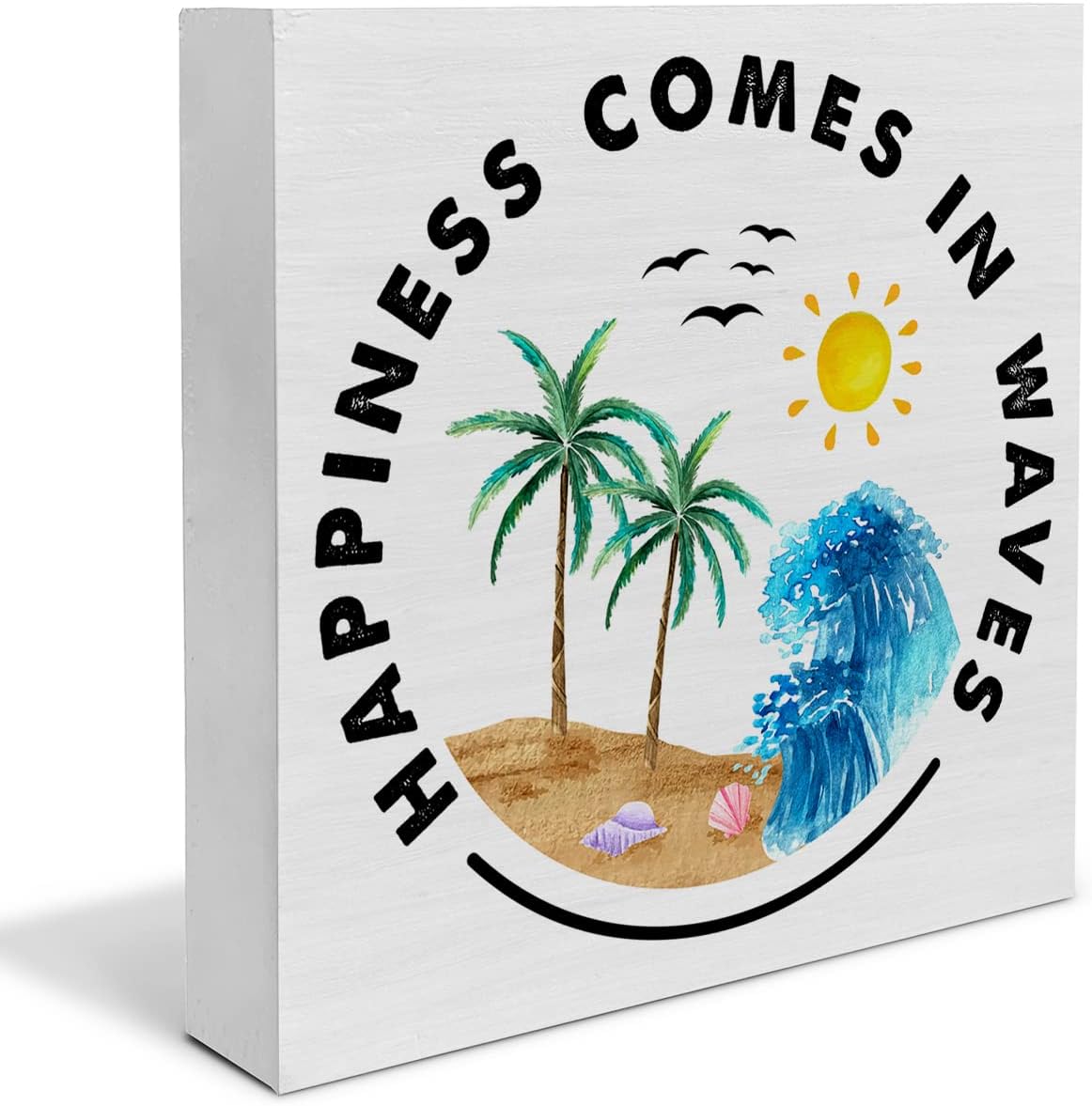 YIDOU Rustic Beach Wood Box Decor Sign
