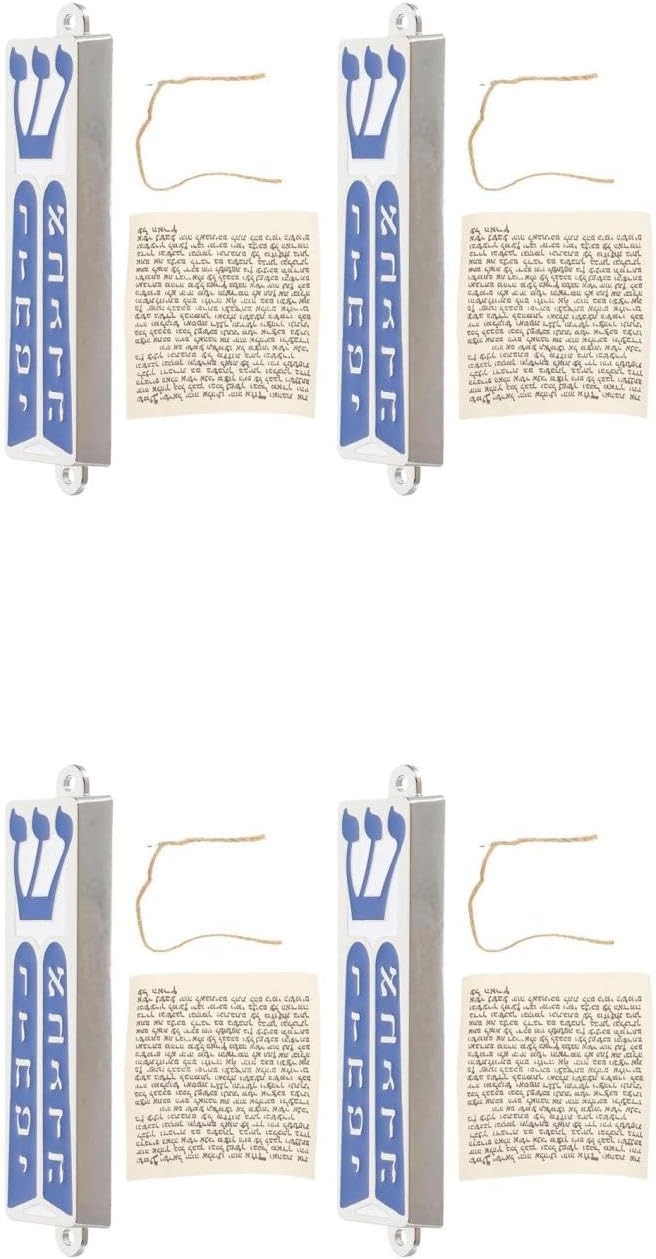 LUOZZY 4 Piece Metal Mezuzah Scrolls Door Ornament