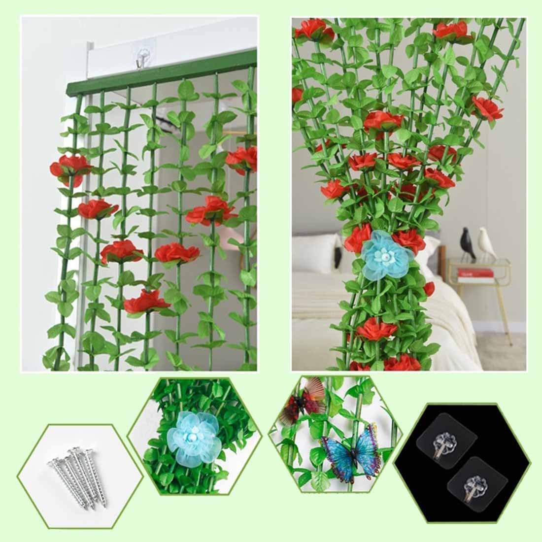 Bamboo Beads Curtain Green Rose 35x71 Room Divider
