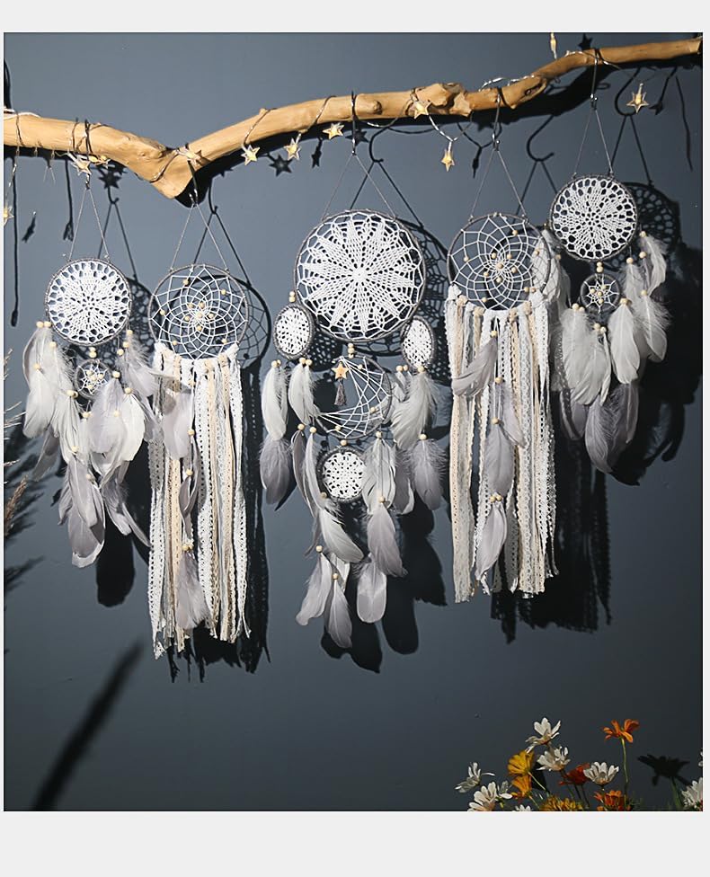 Set of 5 Boho Dream Catcher Wall Decorations