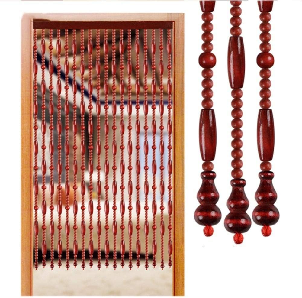 Solid Wood Beaded Curtain Panels 100x208cm