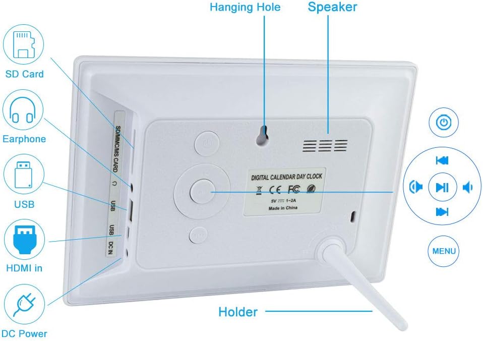 Aowasi 7 Inch Dementia Friendly Clock with 12 Alarms