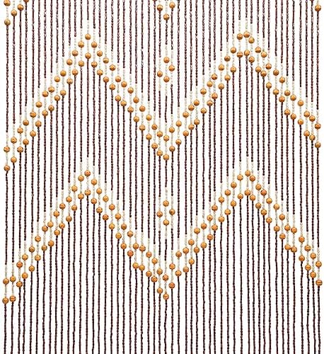 Natural Wood Bamboo Door Beaded Curtain with 52 Beads