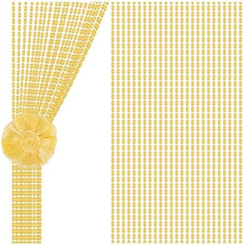 OKUOKA Gold Beaded Curtain Strands for Window Door Divider