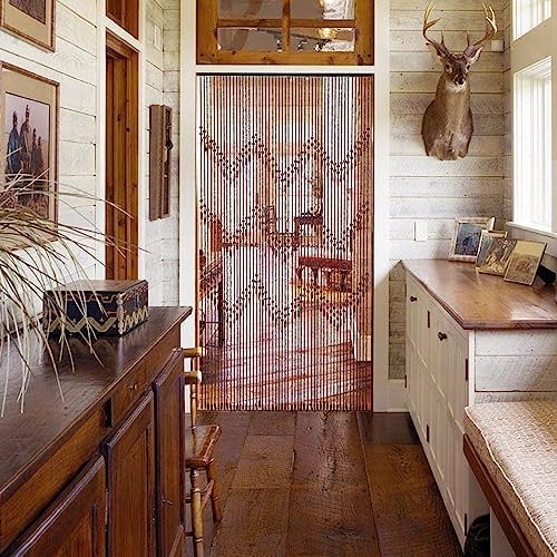 Handmade Bamboo Beaded Curtain - Boho Door Divider 75 x 355 Inches