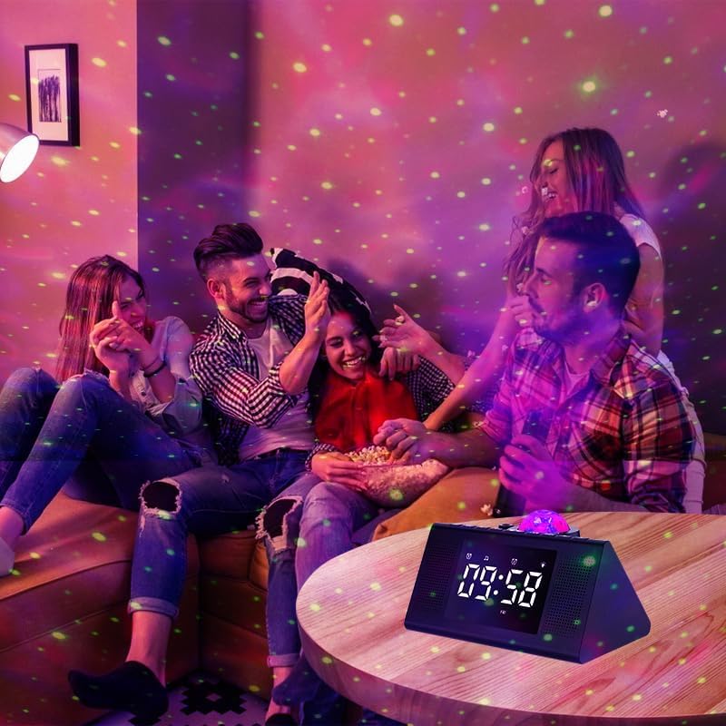 Star Projection Alarm Clock with Bluetooth Speaker and White Noise