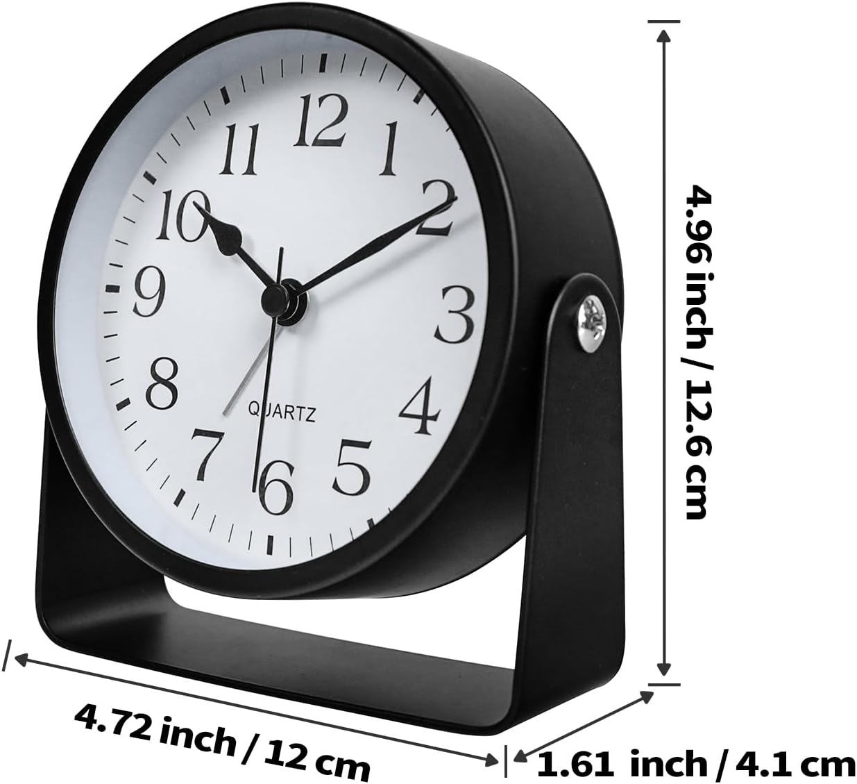 SCOAGE Mini Metal Analog Alarm Clock with Night Light