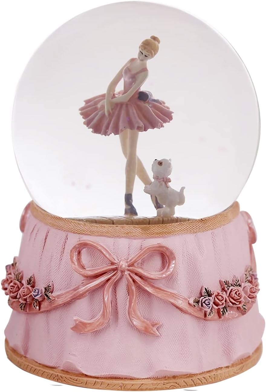 Pink Ballerina Snow Globe with Swan Lake Music