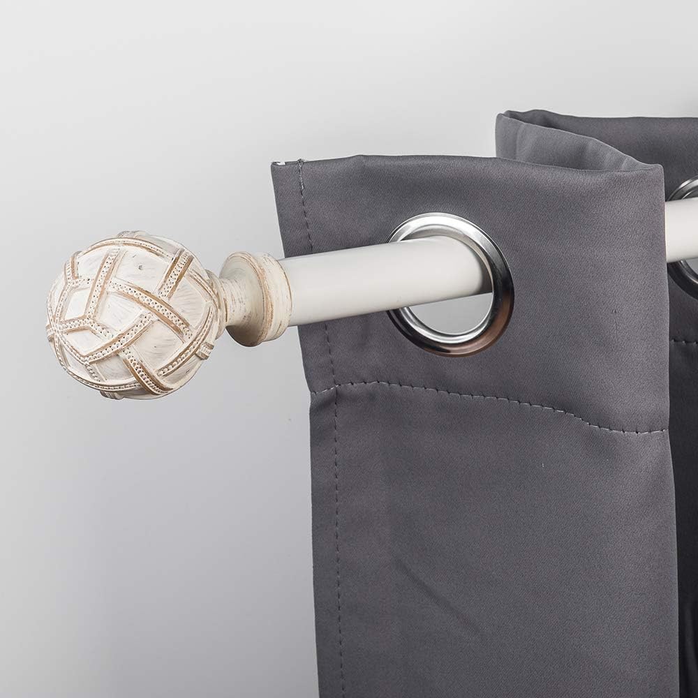 Adjustable Single Curtain Rod 1 Inch Diameter Weathered White