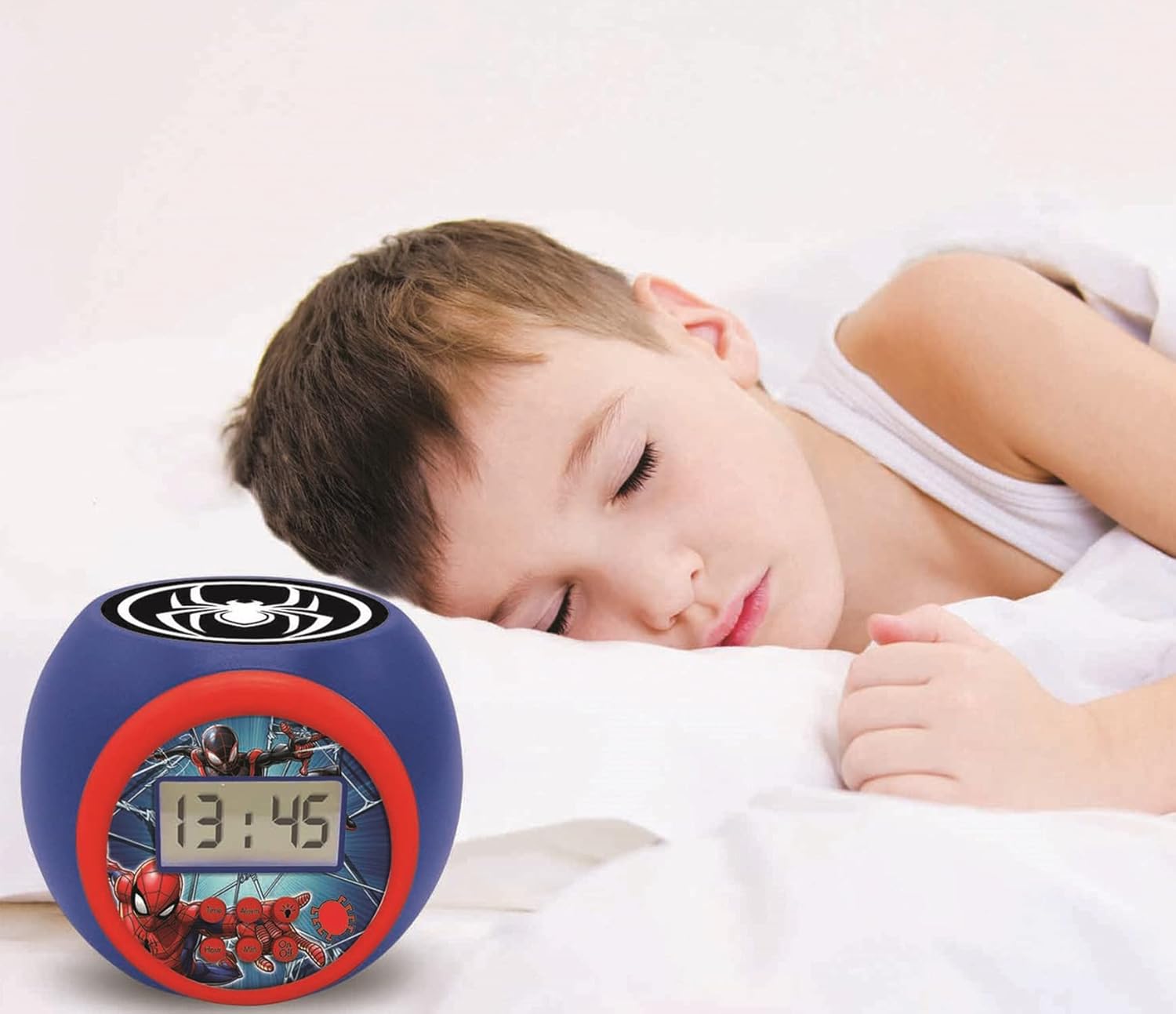 LEXiBOOK Marvel Spider-Man Projector Alarm Clock with Snooze and Night Light