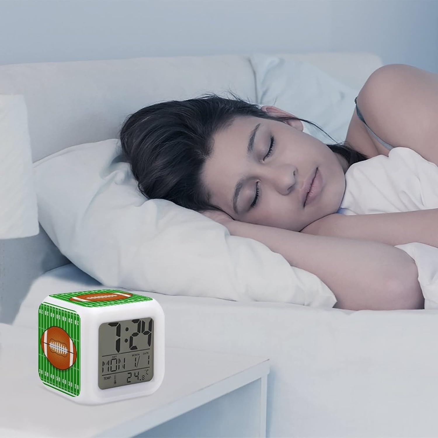 Donnapink American Football Green Field LED Alarm Clock