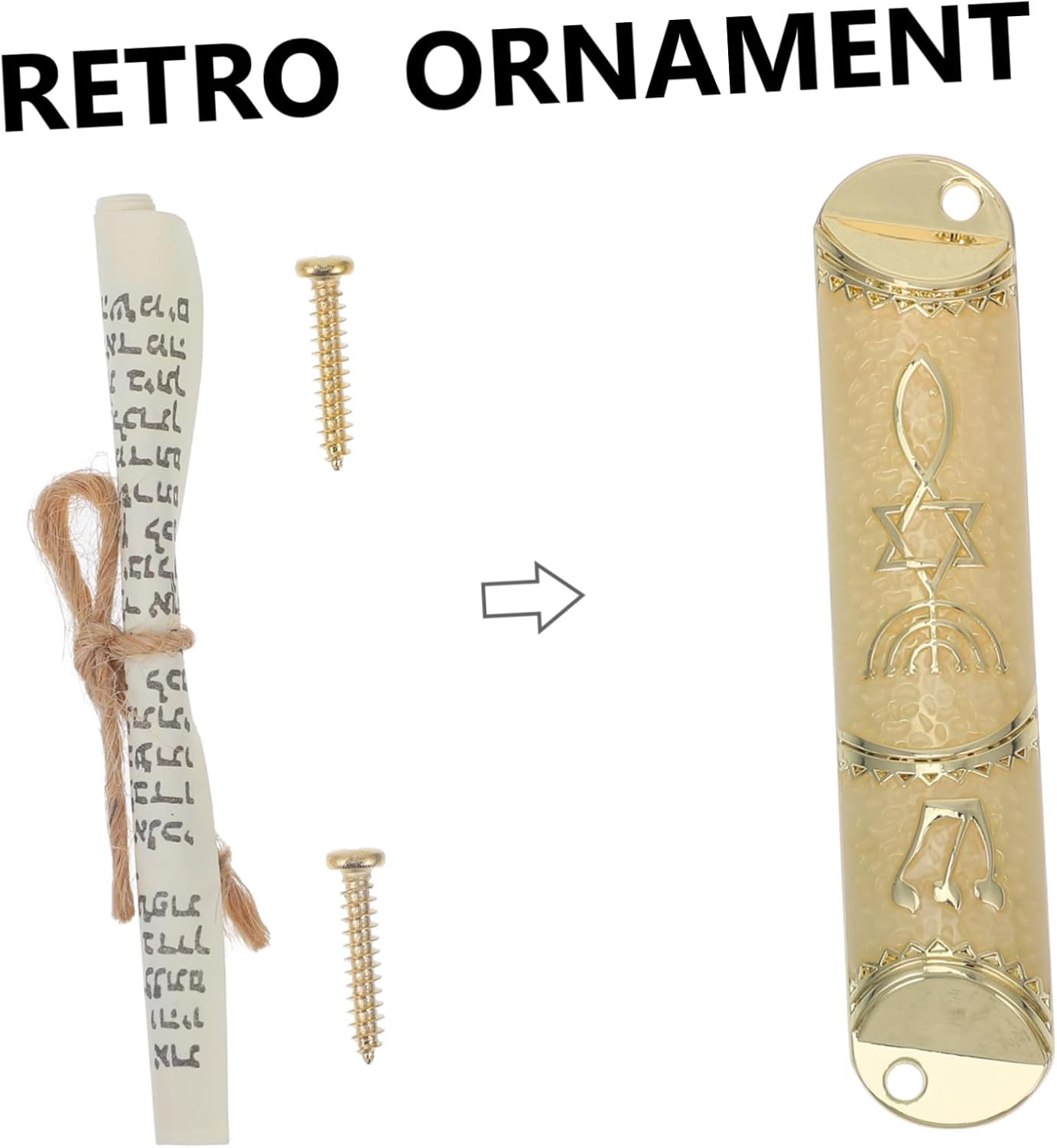 Wakauto Metal Mezuzah Scroll with Antique Design