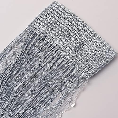 Silver Crystal Beaded Curtain for Doorway 36x77in