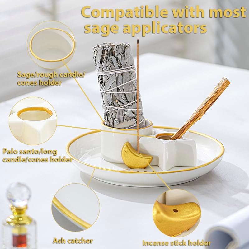 4 in 1 Incense Holder for Sage Palo Santo and Candles