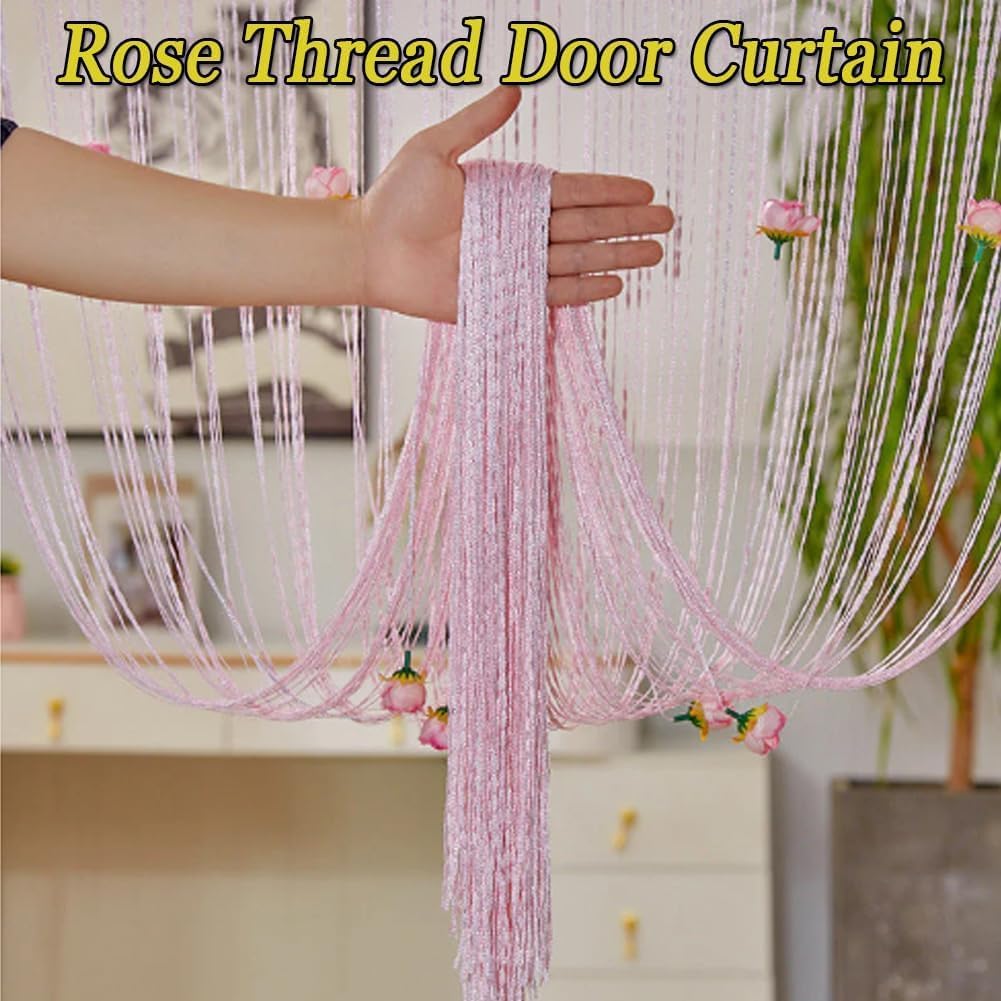 Muliivevy Rose Thread Door Curtain Elegant Privacy Tassel for Doorways