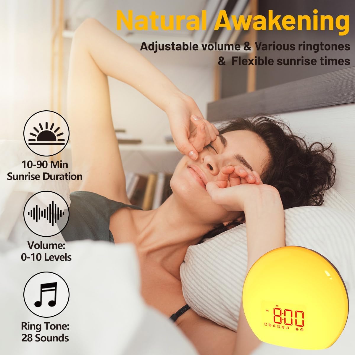 Magicteam Sunrise Alarm Clock with Night Light and Soothing Sounds