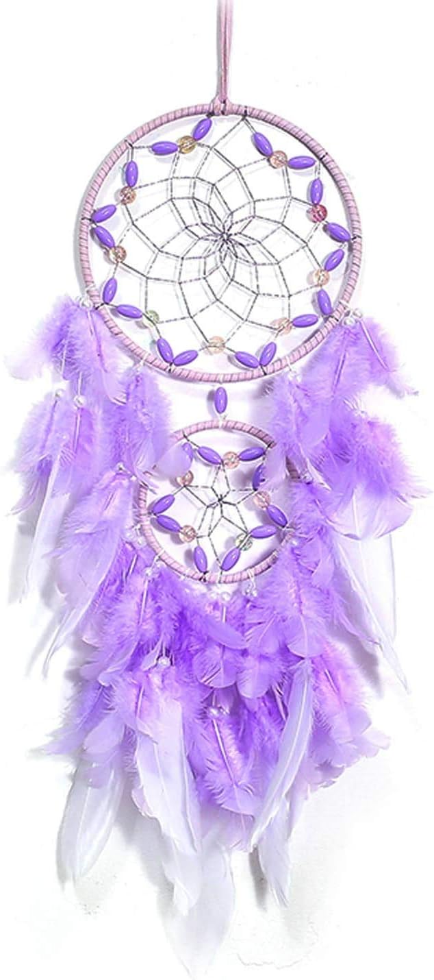 Purple Dream Catcher with Dual Ring and Feathers