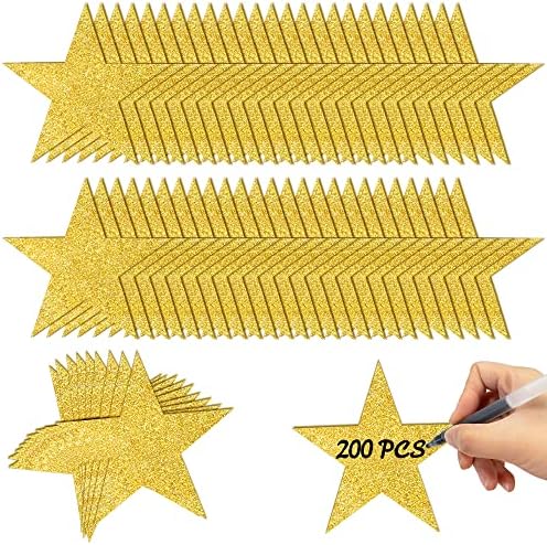 200 PCS Glitter Gold Star Cutouts for Party Decorations