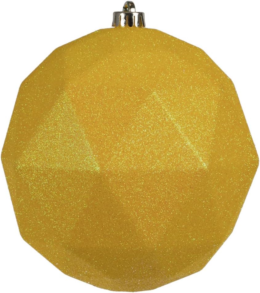Vickerman 8 Inch Yellow Glitter Geometric Ball Ornament