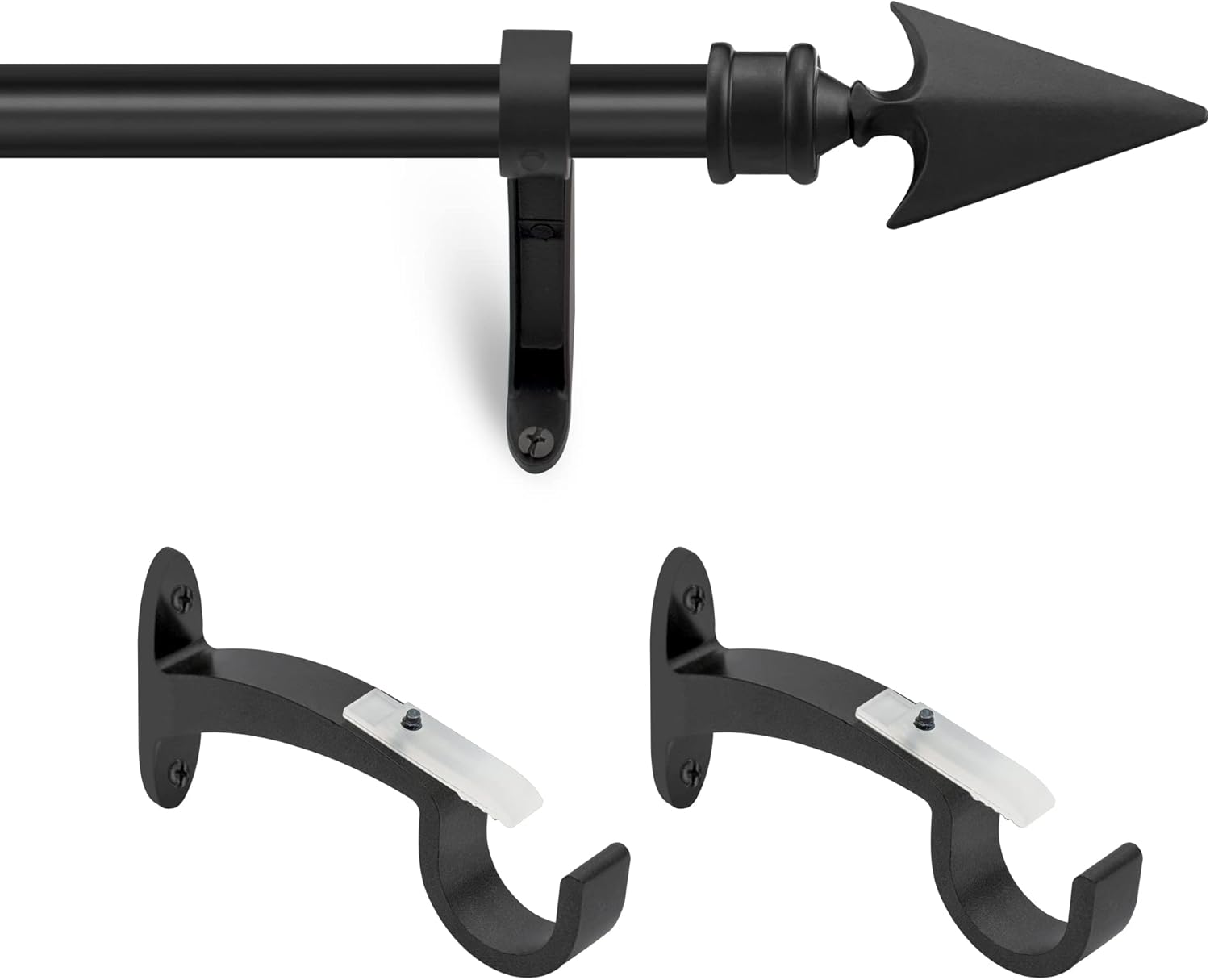 Deco Essential 2 Pack Adjustable Black Curtain Rods 66-120 Inch