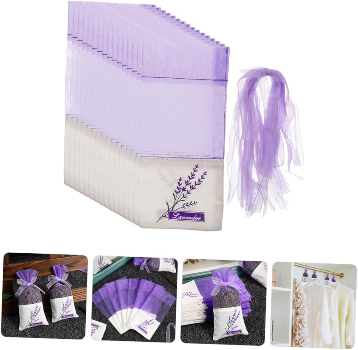 Sosoport 50pcs Lavender Sachet Bags for Home and Car Storage
