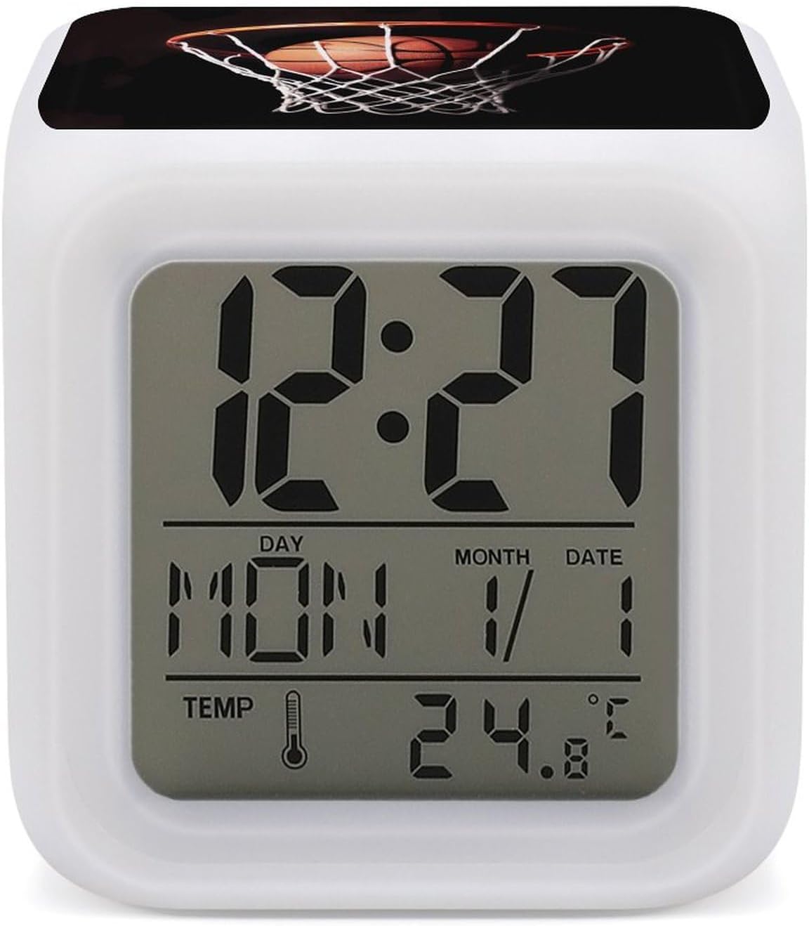 LED Alarm Clock with Basketball Print