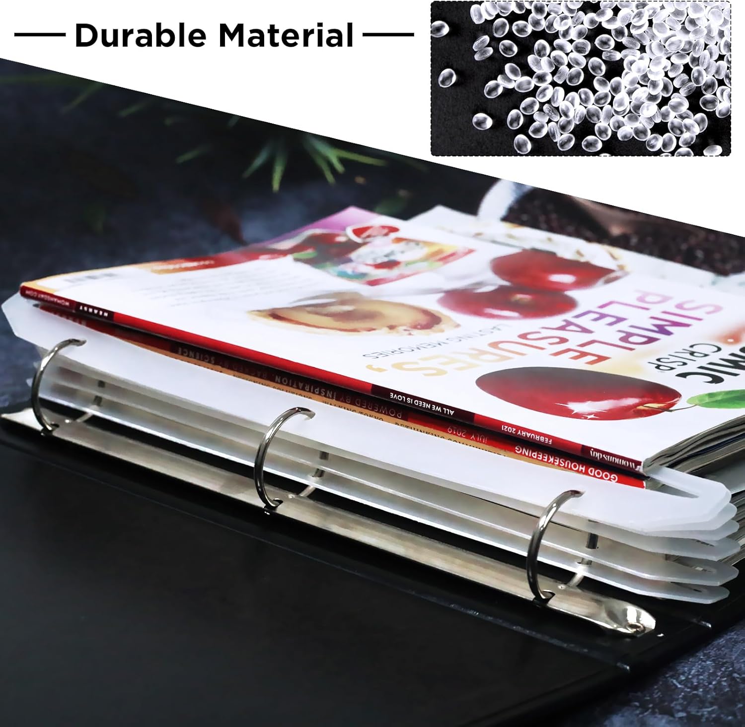 CollectHall Magazine Holders 40 Pack Translucent White 3 Hole Punched