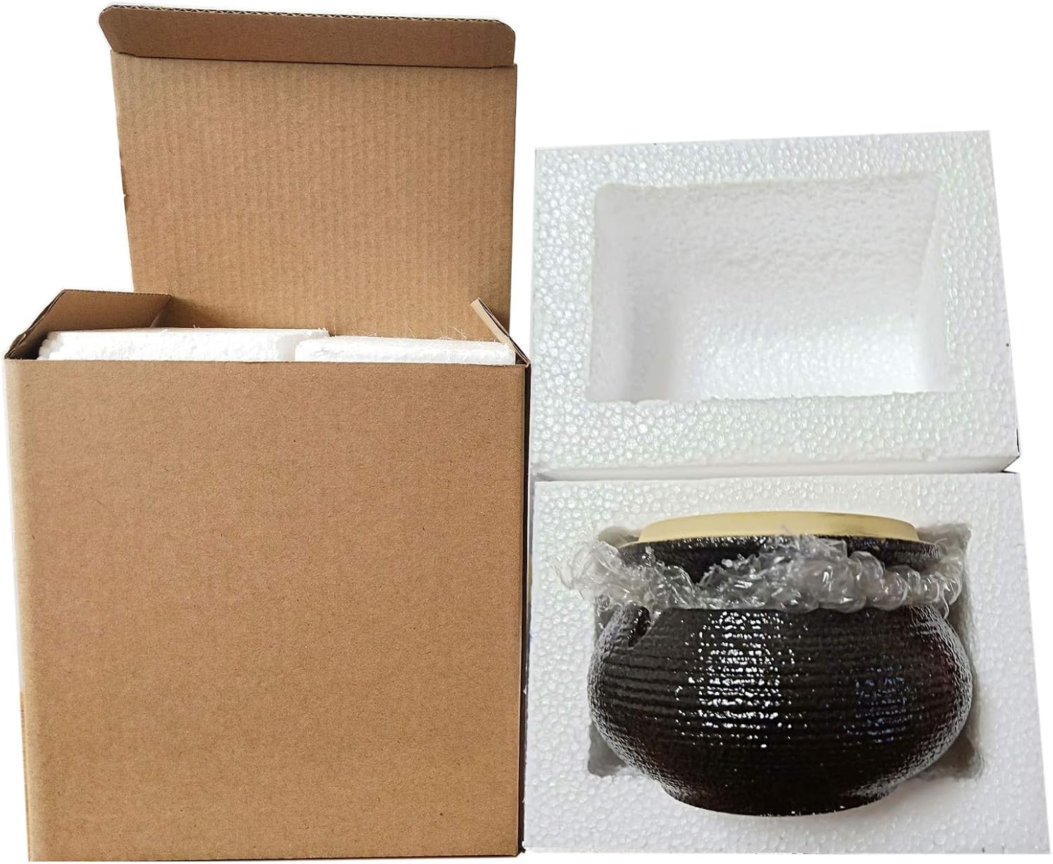 Ceramic Cigarette Ashtray with Lid - Black