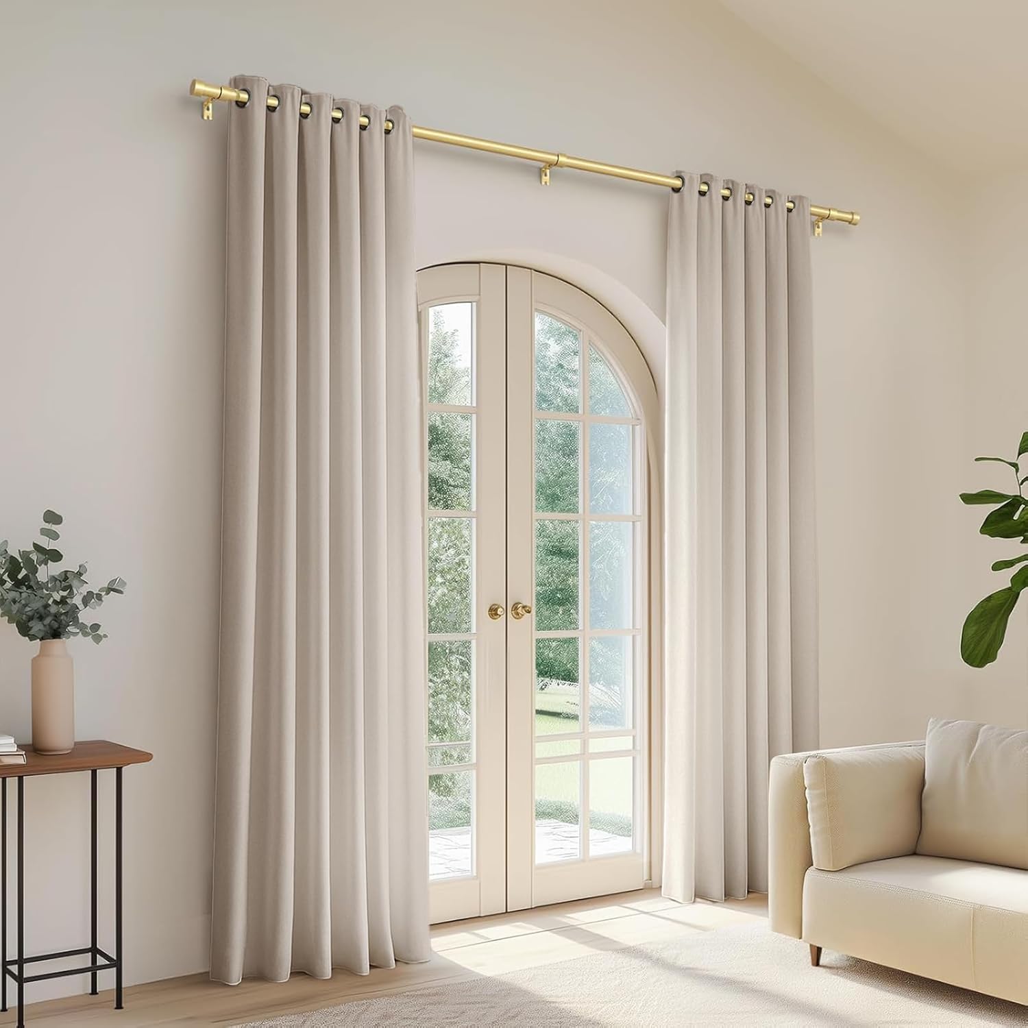 Zeerobee 1 Inch Brushed Gold Curtain Rod 32-120 Inch