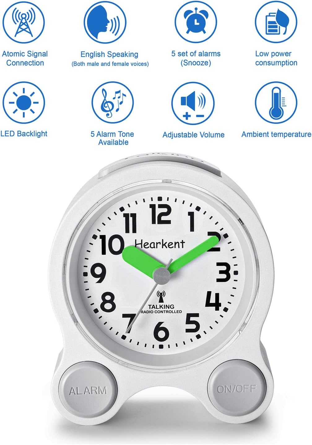 Hearkent Atomic Talking Clock with Snooze and Light