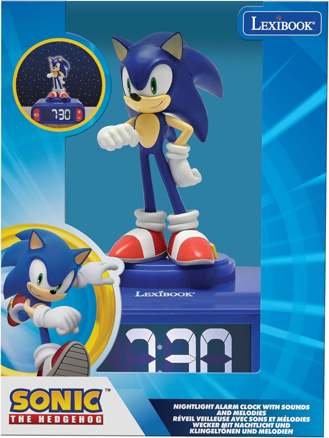 LEXiBOOK Hedgehog Sonic Night Light Alarm Clock