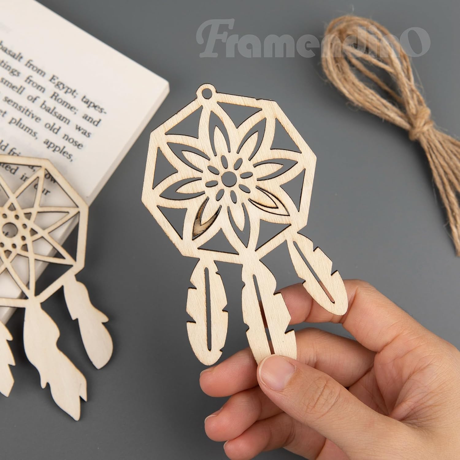 Framendino 40 Pack Wooden Dream Catchers DIY Decor Kit