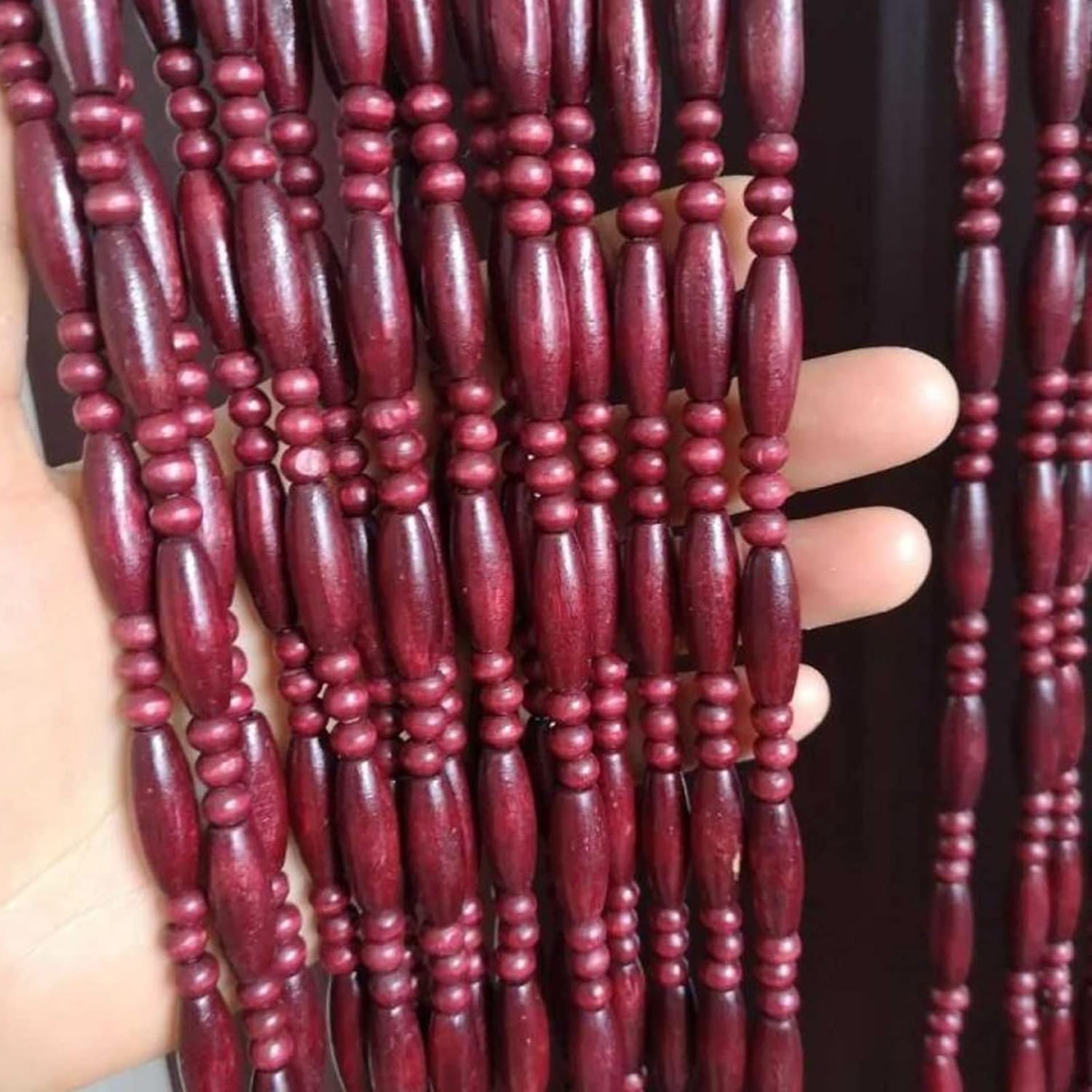 Wooden Beaded Door Curtain with 55 Strands
