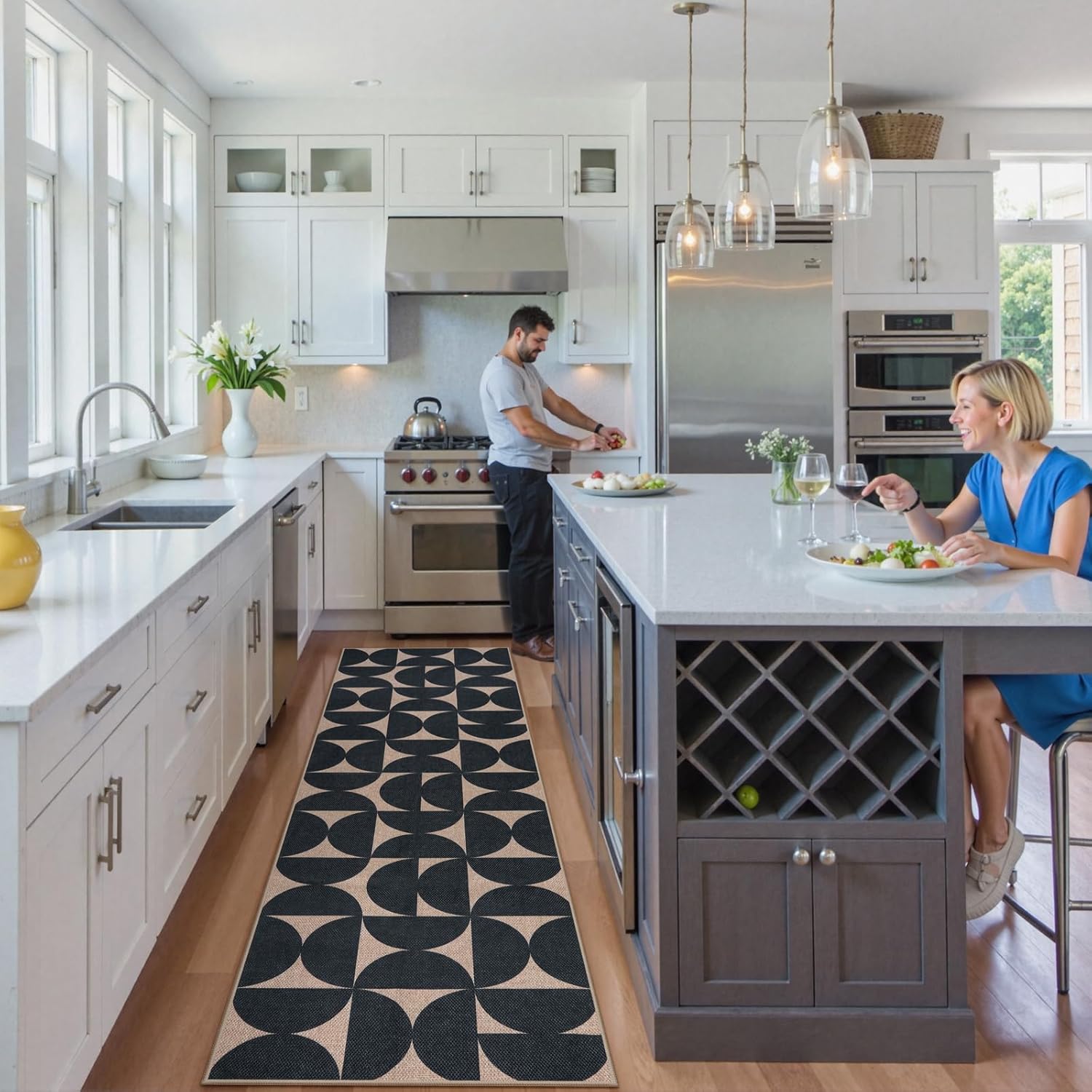 Lahome Modern Geometric Jute Runner Rug 25x8
