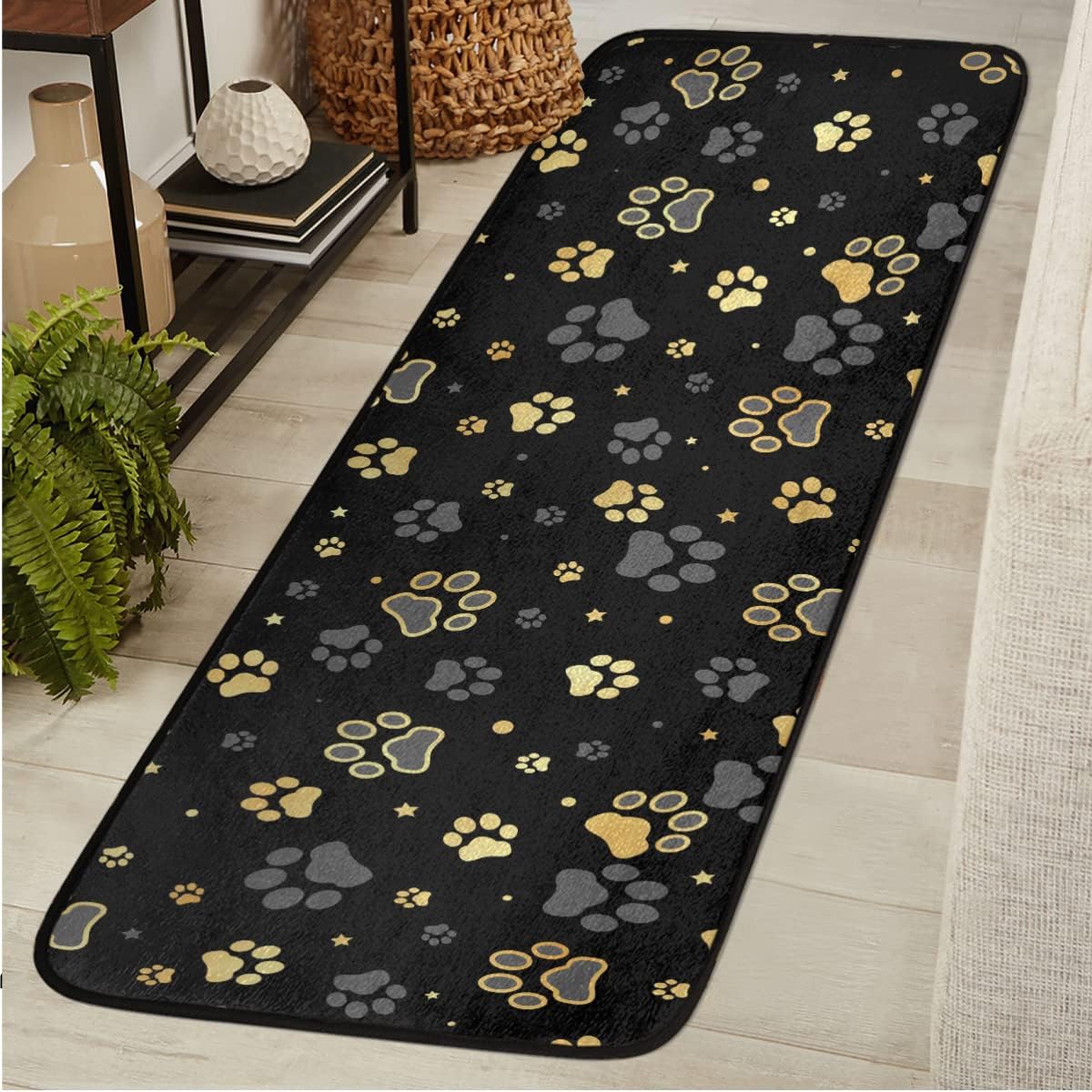 Animal Dog Paw Prints Runner Rug 2x6ft Hallway Entryway Mat