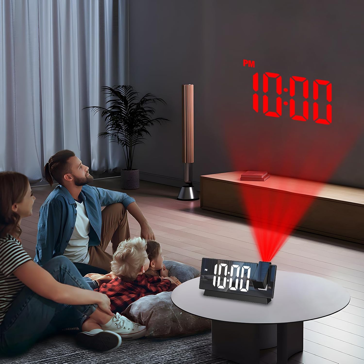 LOFICOPER 78 Inch Projection Alarm Clock with Mirror and USB Charging