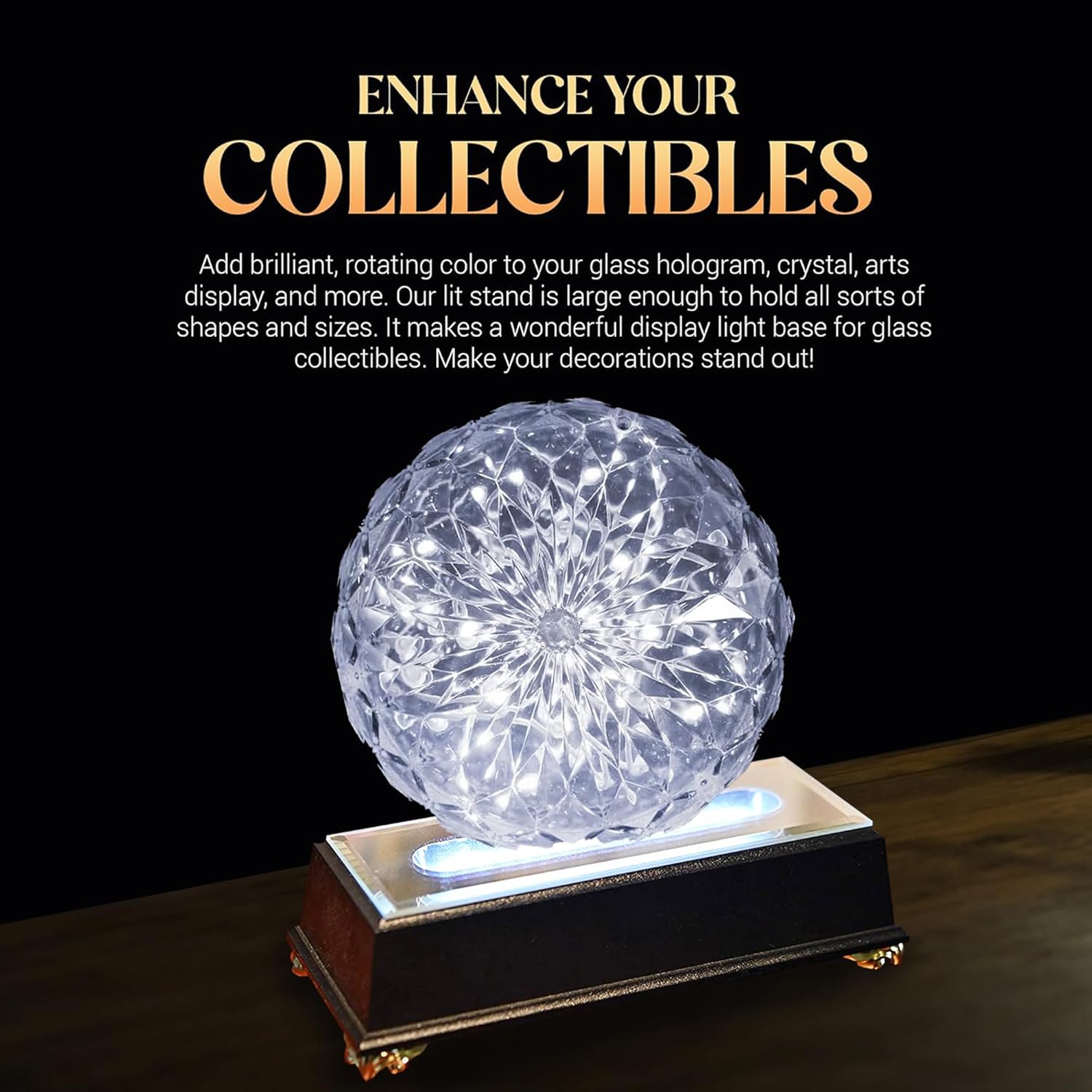 16 LED Lighted Display Stand for Crystal and Glass Art