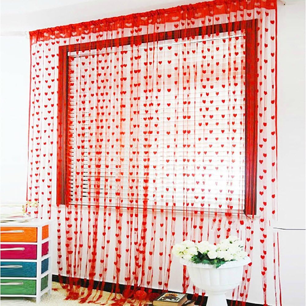 Heart Lace Curtains for Valentine Decor