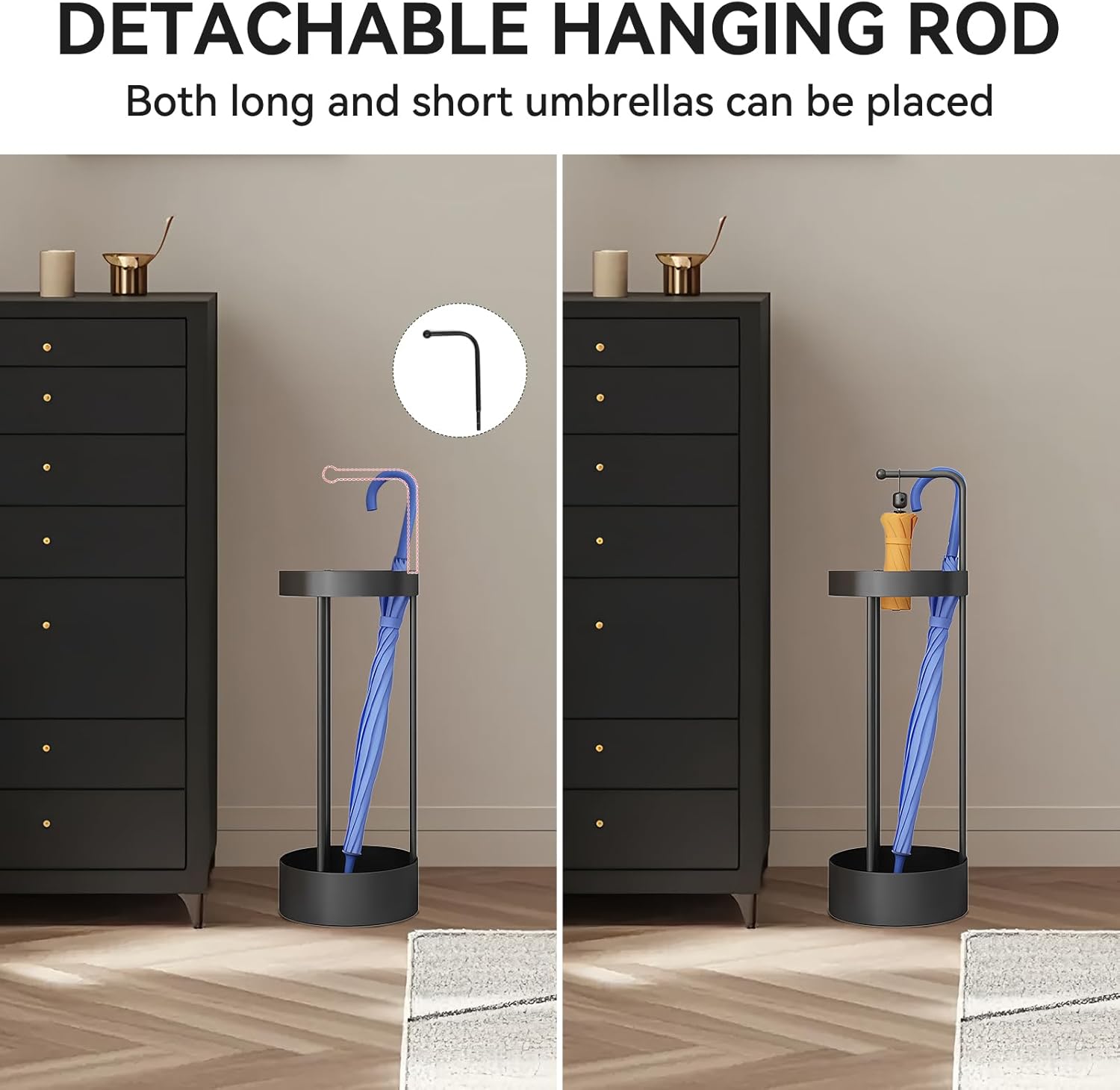 Sleek Metal Umbrella Stand for Entryway Black