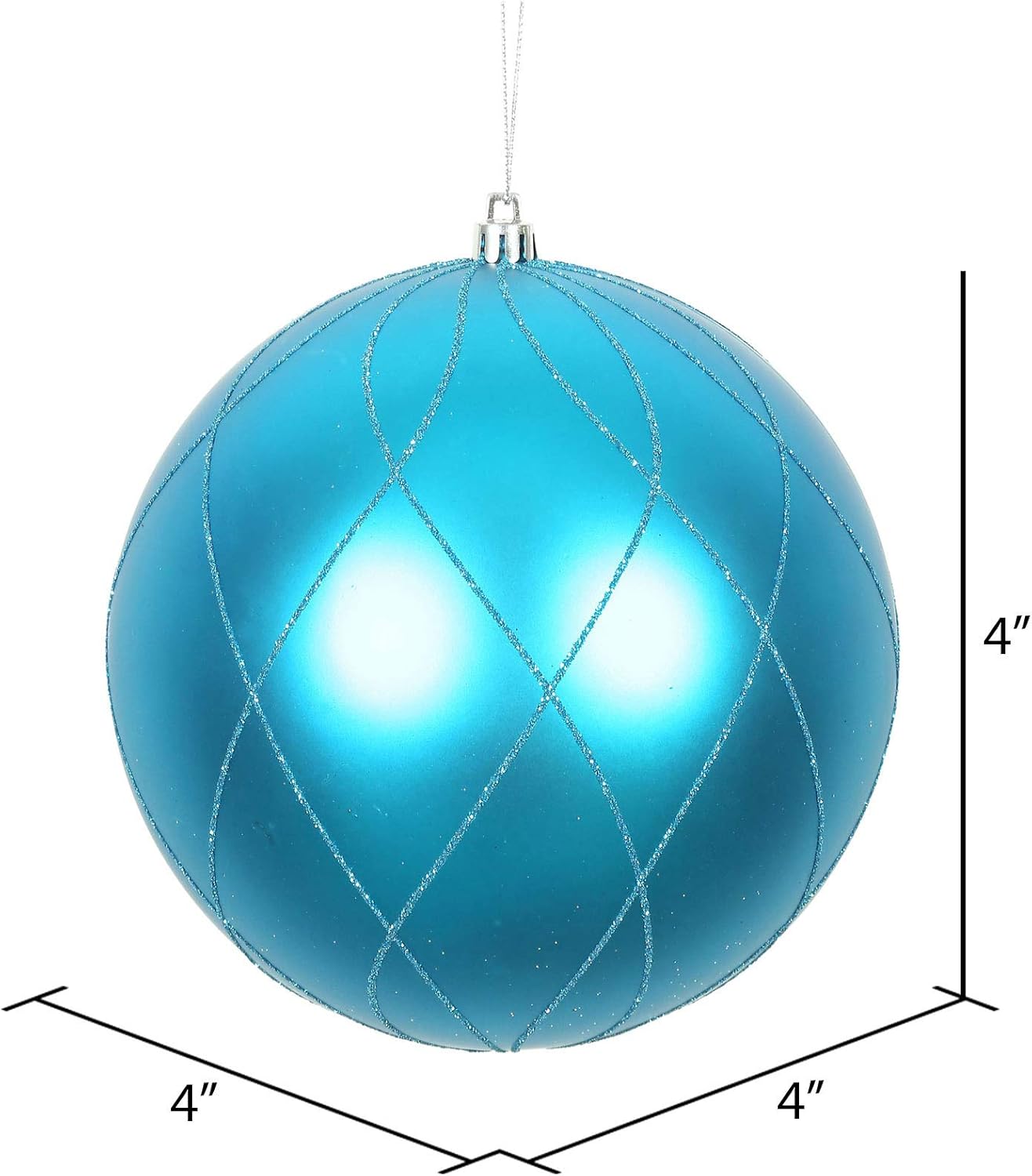 Vickerman 4 Inch Turquoise Matte Glitter Swirl Ball Ornament 4 per Box