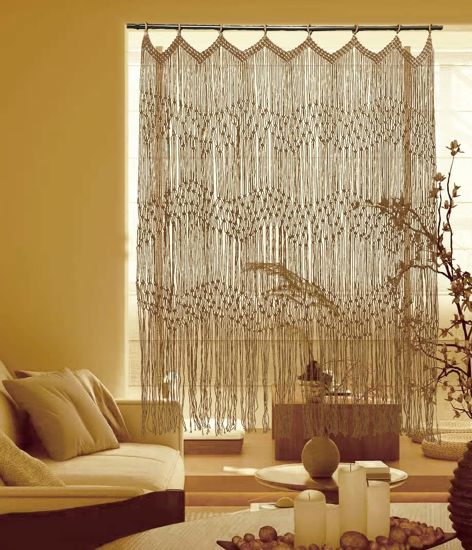 kiido Macrame Curtain with Stars River Design 50W x 71H