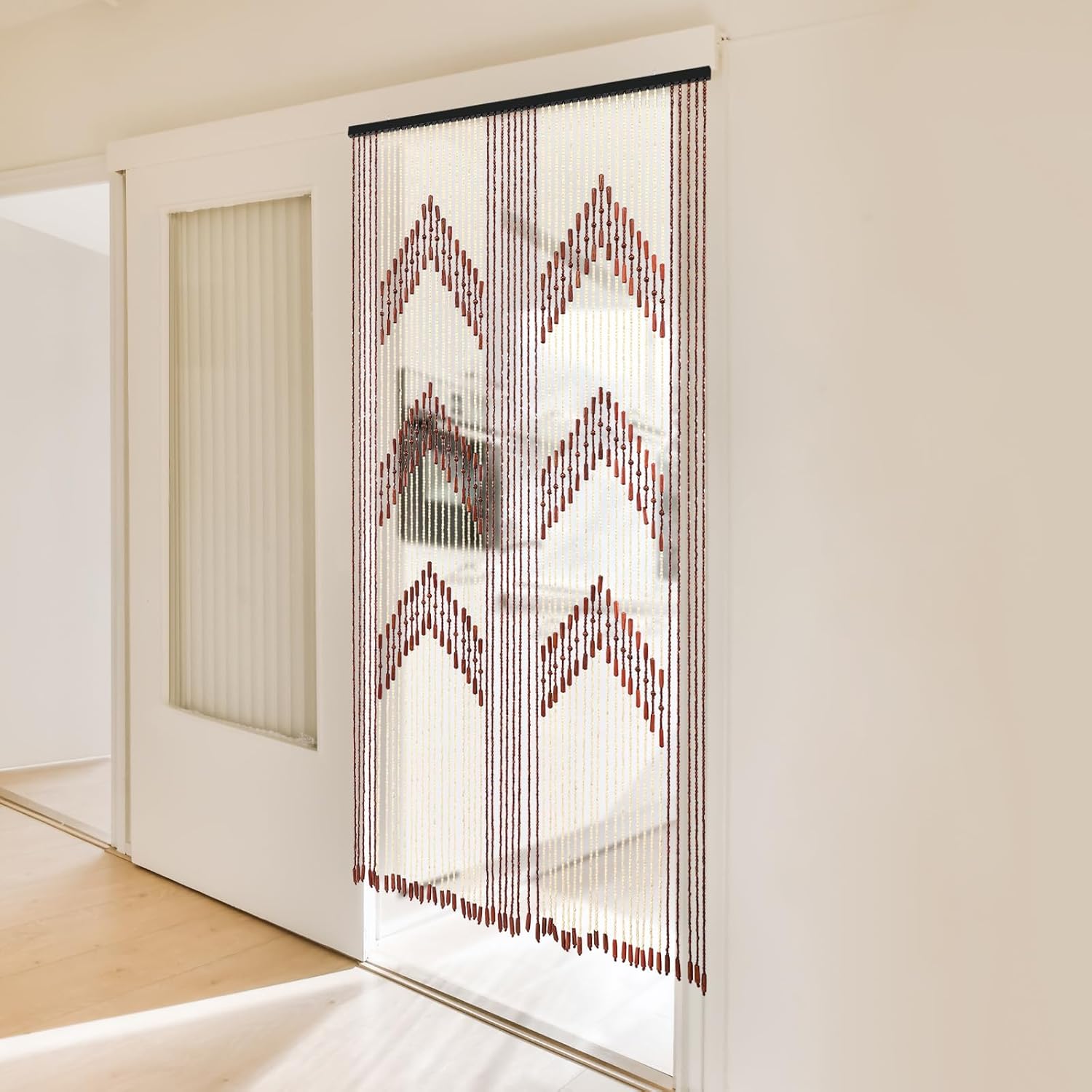 Bamboo Beaded Curtain Door Divider 75x35 Brown 52 Strands