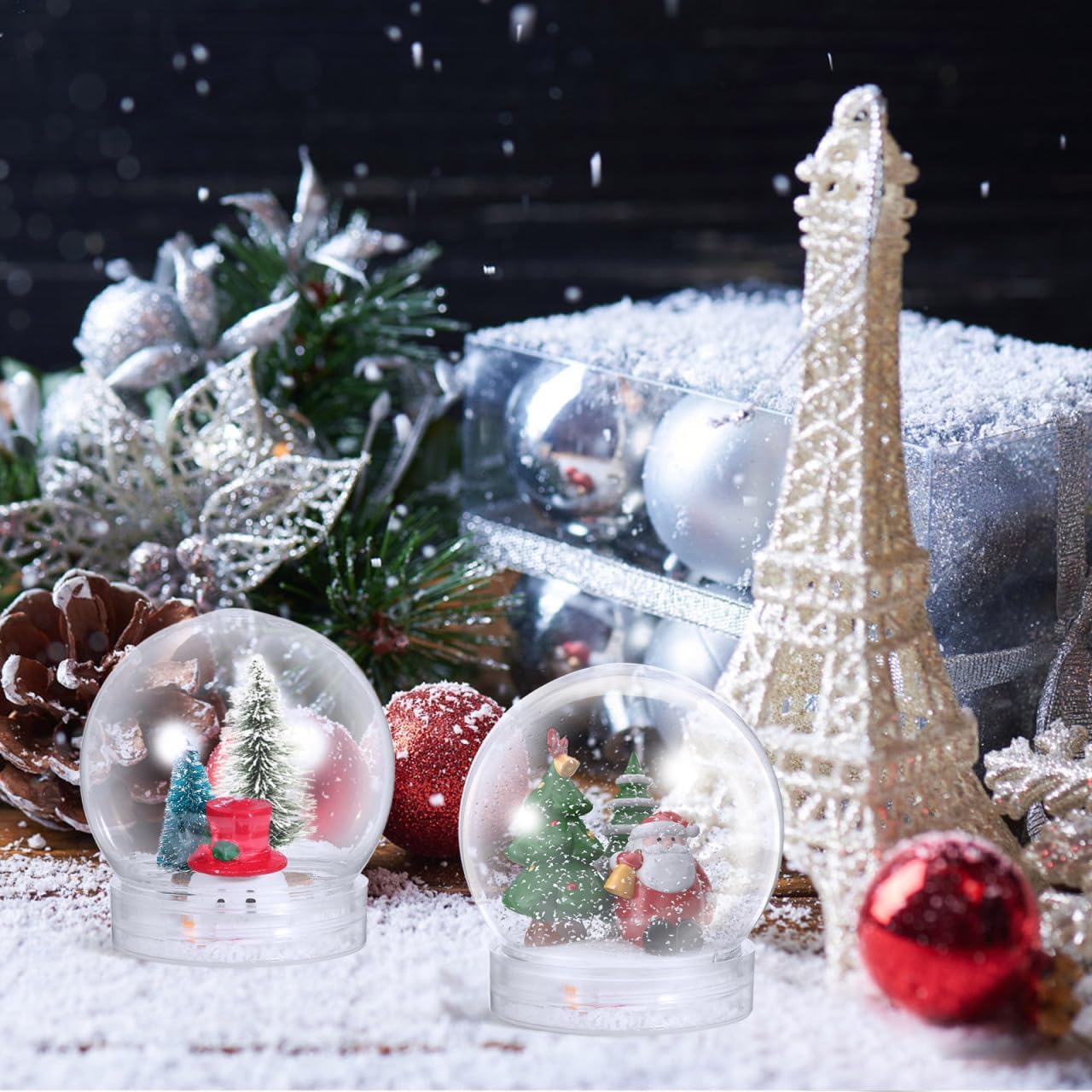 BESTOYARD 10Pcs 3-Inch Plastic Snow Globe DIY Set