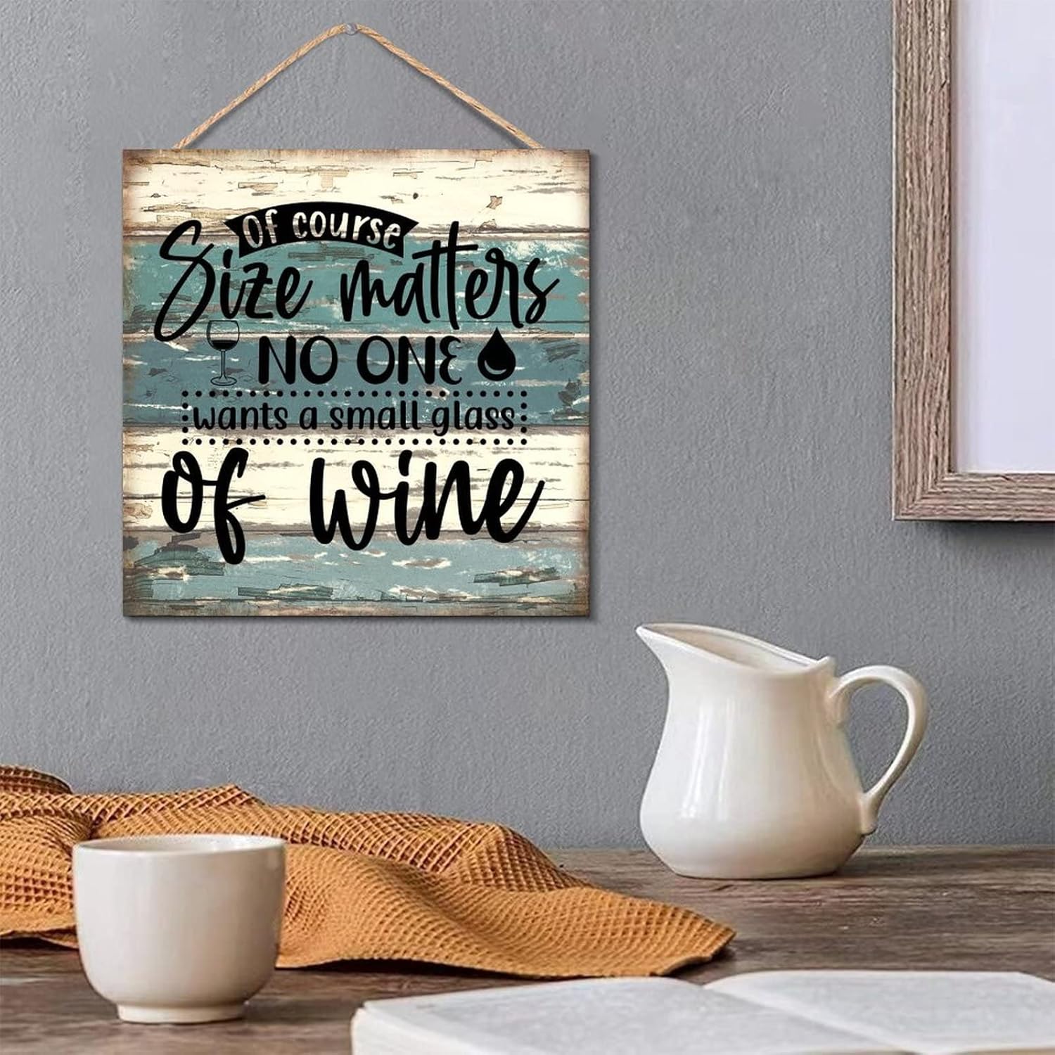 Wooden Wine Glass Sign 12x12 Farmhouse Wall Decor