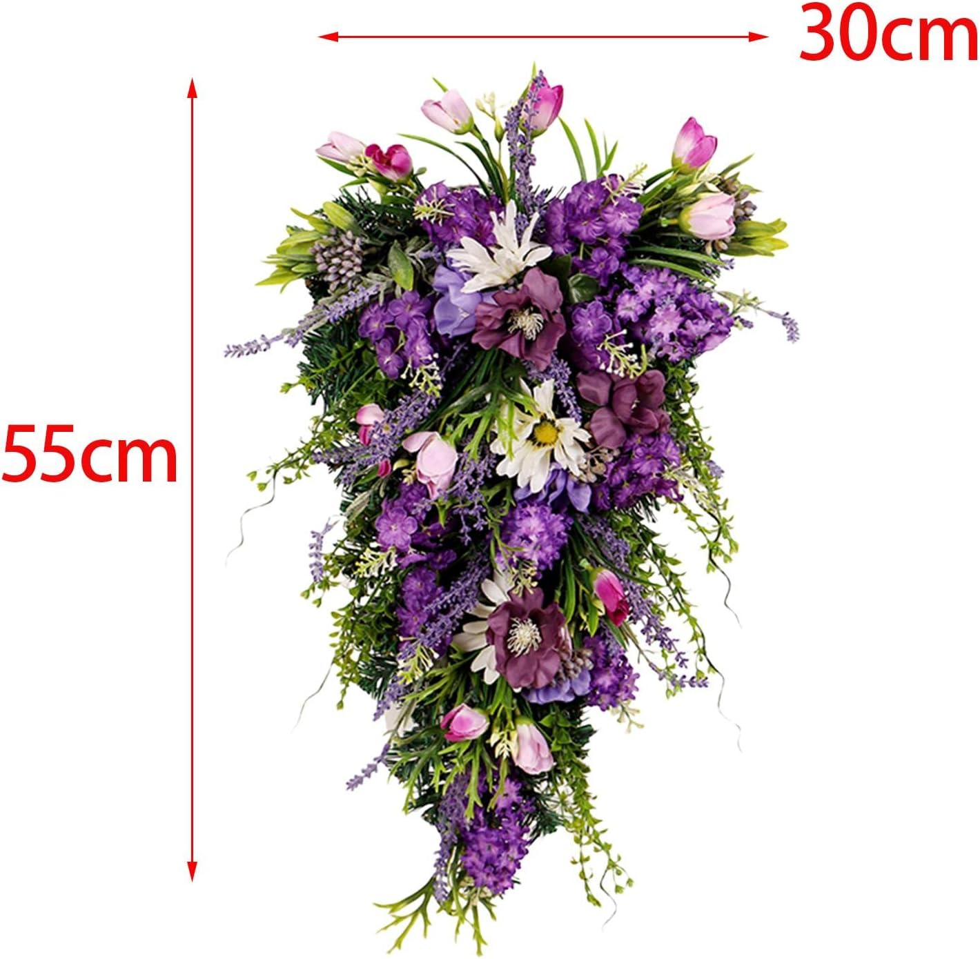 Floral Swag Decorative Teardrop Wreath Purple