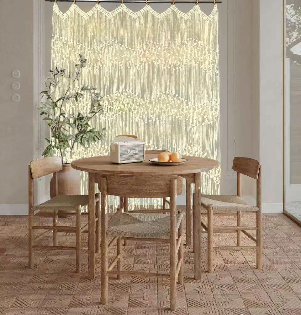 kiido Macrame Curtain with Stars River Design 50W x 71H