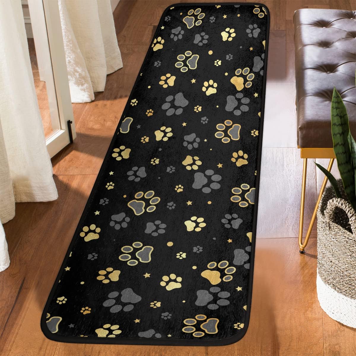 Animal Dog Paw Prints Runner Rug 2x6ft Hallway Entryway Mat