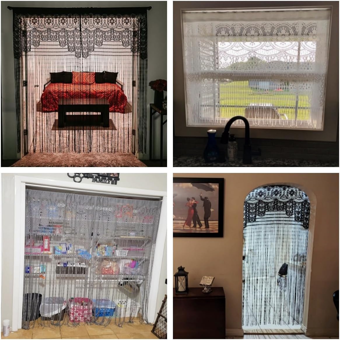 YaoYue 2 Pc Macrame Lace Curtain Door Divider