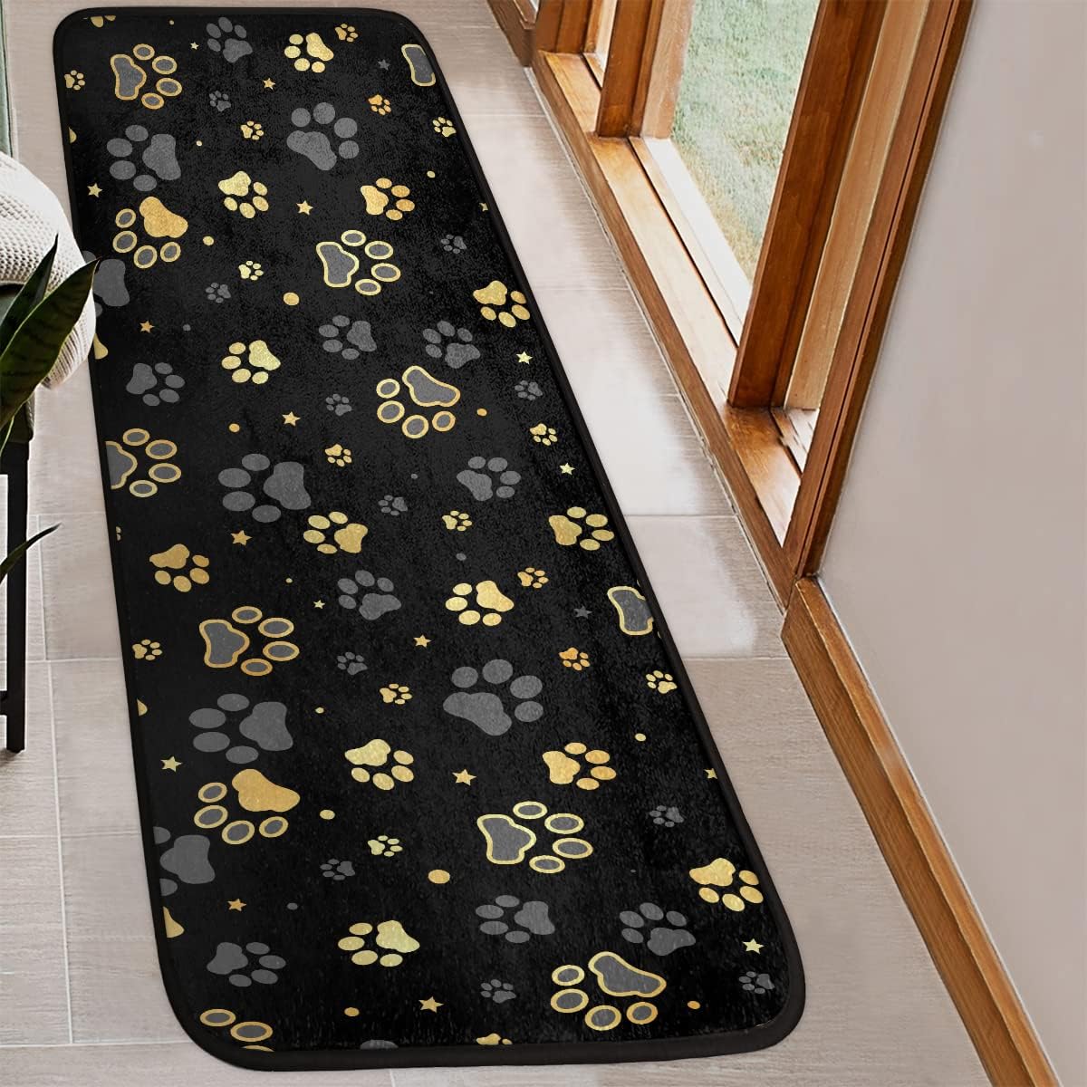 Animal Dog Paw Prints Runner Rug 2x6ft Hallway Entryway Mat
